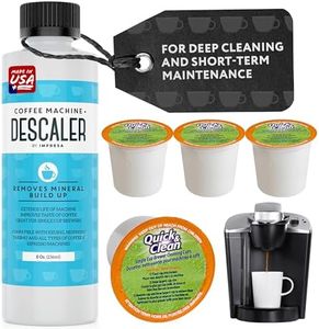 IMPRESA Descaler Solution and Cleaning Kit Bundle Pack - Includes 1 Bottle of 8 oz Coffee Descaler and 4 Cleaning Pods - All-In-One Coffee Cleaning Kit - Compatible with Keurig K-Cup Pod Machines