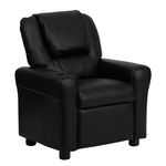 Flash Furniture Contemporary Kids Recliner with Cup Holder and Headrest, Leather, Black, 60.96 x 48.26 x 48.26 cm