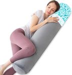 1 MIDDLE ONE Body Pillow, Memory Foam Round Body Pillows for Adults, Firm Long Bolster Pillow for Bed, Cylinder Tube Roll Pillow with Velvet Cover, 47x7.87 Inches, Grey