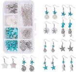 SUNNYCLUE 1 Box DIY Make 10 Pairs Starfish Shell Earring Making Kit Seahorse Fish Charms Ocean Theme Pendants Turquoise Beads Earring Findings for Women Adults DIY Jewellery Making Crafts Christmas