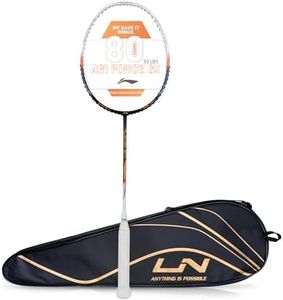 Li-Ning Air Force 80 Lite Carbon Fiber Unstrung Badminton Racket with Full Cover (Weight: 80 gm, Black/White)