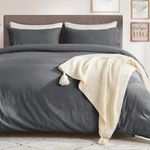 SASTTIE Duvet Cover King, King Duvet Cover Set, Soft Duvet Cover with Zipper Closure & Corner Tie, Comforter Cover, 1 Dark Grey Duvet Cover King 104x90 inches and 2 Pillow Shams (No Comforter)