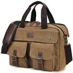 Messenger Bag, 15.6 Inch Laptop Briefcases for Men Water Resistant Canvas Travel Laptop Bag Large Business Office Computer Satchel Bag Brown