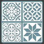 STENCILOGY® / 4 pcs. 12 x 12 Inches/Tile Stencil Set, Reusable Tile Stencils Set for Painting, Furniture, Floor/Household Paint Wall Stencils (12x12 inches)