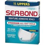 Sea Bond Secure Denture Adhesive Seals, Original Uppers, Zinc-Free, All-Day Hold, Mess-Free, 15 Count