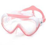 Kids Swim Mask 180° Snorkel Diving Mask, Anti-Fog Child Swim Goggles with Nose Cover No-Leak Swimming Goggles Anti-Shattered Lens for Youth 4-15 (Pale Pink)