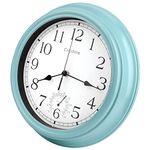 Crosstime Garden Clocks Outdoor Waterproof, Vintage Outdoor Wall Clock with Thermometer Combo for Pool Garden Patio Home Decor- 12 Inch/30cm Teal, Indoor/Outdoor