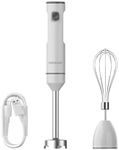 Cordless Variable Speed Hand Blender, POYOCOM Immersion Blender handheld Rechargeable, with Type-C Cable, Egg Whisk, for Smoothies, Milkshakes, Puree Baby Food and Soups – White