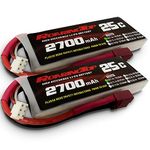 Roaring Top 7.4V 2700mAh Lipo Battery 2S 25C with Deans Connector for WLtoys HM124/HM101/9155/HM121/HB101/ HM123 200E/9206E 9125/HM103/104001/124019 1:12 RC Car(2 Pack)