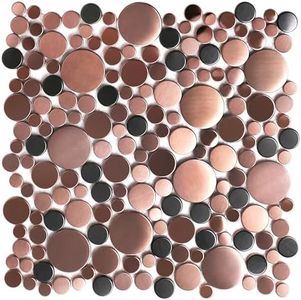 Blujellyfish Copper Backsplash Accent Wall Tile Penny Mosaic Tile for Shower Floor Bathroom Bubble Tiles (Box of 5 Sheets)