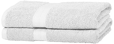 Amazon Basics Fade Resistant Towel Set, 100 x 150 cm, 2 Count, Bath Sheet - Forever White, 500gsm