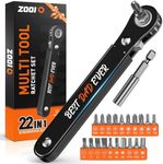 Ratcheting Pocket Screwdriver Gifts for Men Dad, 90 Degree Ratchet Screwdriver, Right Angle Screwdrivers Low Profile Mini Ratchet Set Gadgets EDC Gear Tools, Offset Screwdrivers Bit Set