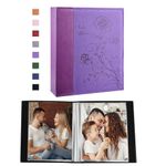 Artmag Small Photo Album 5x7 Photos, Leather Cover Mini Photo Book with 26-Page Album Holds 52 Photos, Artwork or Postcards Picturs Storage (Purple)