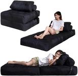 YOSHOOT Folding Couch Sofa Bed, Convertible Sleeper Chairs with Back Support, Foldable Couch Futon Mattress with Pillow, Portable Fold Out Chair Bed Floor Mattress Floor Couch for Living Room,Bedroom