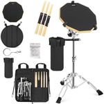 AKOZLIN Drum Pad Stand Set with 12'' Double Sided Silent Drum Pad, Drum Sticks, Adjustable Snare Stand,Drumstick Holder and Storage Bag