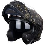 JIEKAI New Enhanced Version Adult Motorcycle Modular Full Face Helmet Flip up Dual Visor Helmets DOT Approved (Cat, XXL)