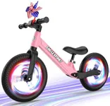 EagleStone Colorful Lighting Toddler Balance Bike 2 Year Old,Lightweight Toddler Bike with Inflatable Tires and Adjustable Seat, 2 3 4 5 Year Old Boys Girls Birthday Gift,Pink