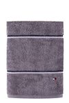 Tommy Hilfiger Modern American Double Stripe Bath Towel, 30 X 54 Inches, 100% Cotton 574 GSM (Steel Grey/Peacoat)