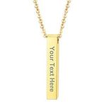 PROSTEEL Custom Personalized Vertical Bar Necklace Engraved Date Name Pendant Necklace Women Wedding Jewelry Anniversary Mom Gift Gold Color