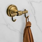 Plantex 304 Grade Stainless Steel Hooks for Hanging Clothes and Towel in Bathroom/Living Room- Niko (Brass Antique)