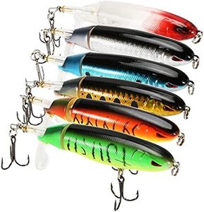 MoKo Fishing Topwater Bass Lures, 6Pcs Freshwater Saltwater Kit Lifelike Artificial Bass Lures Floating Rotating Tail Lures Bait with Barb Treble Hooks