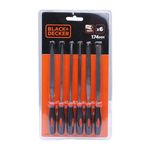 BLACK+DECKER BDHT22148 174mm 6-Piece Steel Needle File Set for Cutting & Smootheing Out Surfaces Ideal for Wood, Metal, Plastic for Home & DIY Use, ORANGE & BLACK