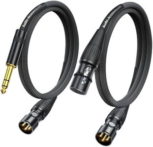 XLR Male to 1/4 Cable with XLR Cable 10ft Bundle, Rean Connectors from Neutrik, Kevlar-Reinforced Nylon Braided TRS to XLR Cable, Balanced Quarter Inch to XLR Male Cable, OFC