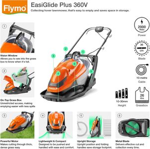 Flymo EasiGlide 360V Electric Lawn Mower – Compact Hover Design