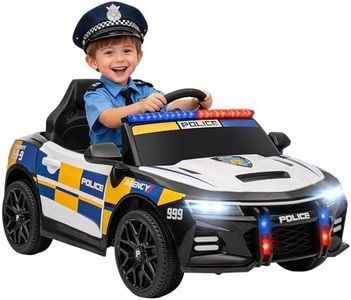 AIYAPLAY Kids Electric Car, 12V Battery Powered Police Ride on Car with Remote Control, Music, Horn, Siren, Flashing Lights, Children Electric Vehicle for 3-5 Years