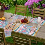 Home Bargains Plus Belle Fleur Provence Country French Fabric Placemats, Stain and Water Resistant, Wrinkle Free Floral Paisley Tablecloth, Wrinkle Free Placemats, Set of 4 Placemats