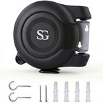 SG Traders Cordomatic Retractable Washing Line 30m Auto Retractable Reel Clothes Washing Line Twin Cable Wall Mounted Clothesline Indoor and Outdoor Clothes Dryer Easy To Install (15m X 2)