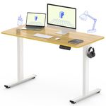 FLEXISPOT 140 * 60cm Electric Standing Desk Adjustable Standing Desk Sit Stand Up Desk Computer Desk with Hook Memory Function for Office and Home (Maple+White)