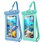 ProCase Floating Waterproof Phone Pouch, Universal Float Underwater Dry Bag Case for iPhone 15 14 13 12 11 Plus Pro Max XS XR 8 Galaxy S23 S22 S21 Pixel up to 7.0" for Beach Swimming -2 Pack, Blue/Green