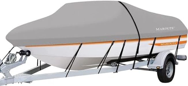 GAOMON Boat Cover, 600D Waterproof Trailerable Marine Grade Polyster Canvas Fits 20ft-22ft V-Hull, Tri-Hull Fishing Boat, Runabout, SKi Boat, Bass Boat, up to (Length 20ft-22ft Beam Width Up to 100")