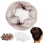 FEJANPON 100 Pcs Ballet Hair Net for Girls, Ballet Bun Net Brown Bun Net Invisible Hair Net for Child 50Pcs Ballet Net and 50Pcs Bobby Pins Hair Bun Accessories for Ballet Dancers Child Girl Women