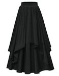 Womens Plus Size Skirts for Women Renaissance Vintage Skirt Maxi Tiered Swing Skirt Elastic High Waist Long Skirt Black Costume XXL