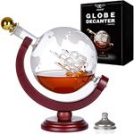 PONPUR Whiskey Decanter Globe, Gifts for Men Dad, Anniversary Birthday Christmas Gift for Him Husband Boyfriend Coworker, Unique House Warming Presents, Liquor Whisky Bourbon Decanter, 1000ml