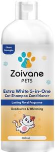 ZOIVANE 5 in 1 Extra White Cat Shampoo with Conditioner (200ml) | Reduces Hair Fall | Enhances Coat Brightness | Ideal for Persian Cats, Kittens, and All Breeds (Pack of 1)