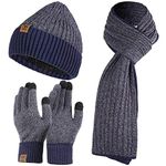 Tofern Winter Beanie Hat Scarf Touch Screen Gloves Set 3 Pieces Soft Warm Knitted Beanie Cap Neck Warmer Gloves Fleece Lined for Men and Women Outdoor Sports