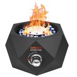 Onlyfire Tabletop Fire Pit Bottom-Mounted, 14 Inch Portable Propane Gas Fire Bowl with Glass Stones for Table with Umbrella Hole, Table Fireplace for Outdoor Patio Camping Bonfire, FP003