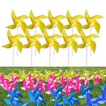 Tsocent 100 Pcs Pinwheels, Yellow Color Wind Spinners and Party Favors Gifts for Kids, Outdoor Decorational Pinwheels for Yard and Garden(Yellow)