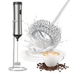 Electric Milk Frother, Handheld with Stainless Steel Stand USB-Charging Foam Maker, Double Whisk Mini Blender and Electric Mixer Coffee Frother (USB-Charging-2) (USB-Charging Foam Maker)