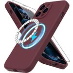 DEENAKIN Magnetic iPhone 12 Pro Max Case with Screen Protector and Enhanced Camera Cover,[Suitable for Magsafe] Soft Flexible Gel Rubber Protective Phone Case for iPhone 12 Pro Max 6.7" Wine Red