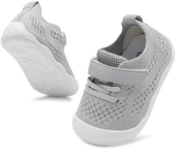 LeIsfIt Baby Shoes Boys Girls First Walking Shoes Infant Sneakers Crib Lightweight Non-Slip Sneakers Grey 18-24 Months