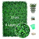 Boxwood Panels, Grass Wall, Grass Wall Backdrop - 12 Pcs 24”x16” Artificial Boxwood Mats Hedges Plants, UV Protected Privacy Hedge Screen Faux Boxwood for Outdoor, Indoor, Fence, Garden