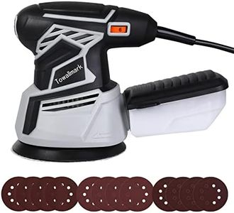 Orbital Sander, Towallmark 350W 2.6A Random Orbit Sander with 6 Variable Speeds,13000RPM, 12Pcs Sandpapers, 5-Inch High Performance Dust Collection System for Woodworking