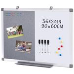 MAKELLO Bulletin Notice Boards Combination Felt & Magnetic Board, Aluminum Frame, 90X60CM