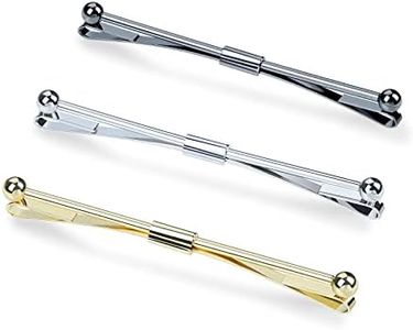 VVCome 3PCS Men's Classic Tie Clips Shirt Collar Clip Collar Bar for Necktie Gold Silver Black Tone Necktie Bar Pinch Clips Tie Pins Collar Holder, Large, metal, No Gemstone