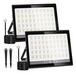 NATPOW LED Flood Lights, Outdoor Security Lights100W, IP66 Waterproof 144 LEDs 6000K Garden Flood Lights 11000LM, Upgrade Wall Light for Front Door, Warehouse, Parking Lot, Yard, Streets(2 Pack)