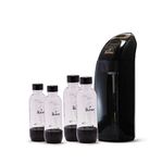 Mr. Butler Italia Soda Maker Black – Jumbo Pack with 2 cylinders and 4 PET Bottles